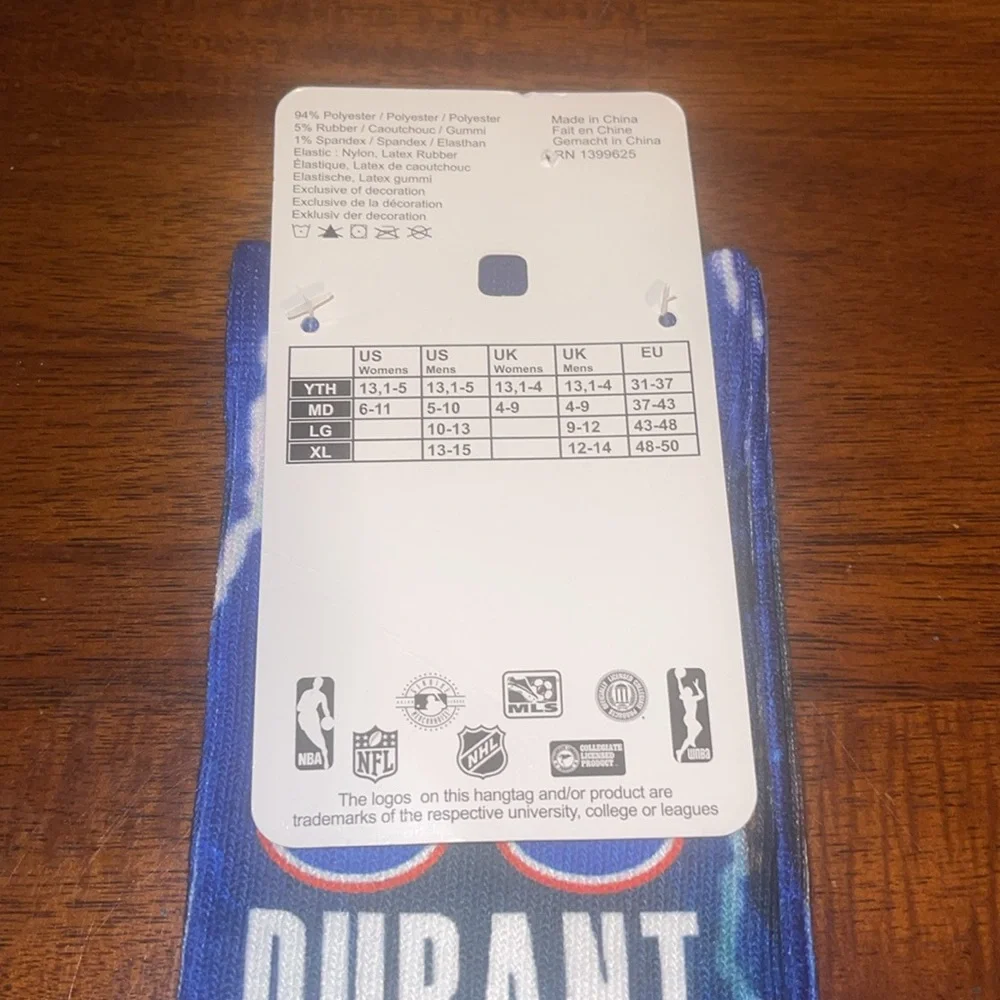 FBF Originals Kevin Durant NBA licensed socks. Oklahoma City. New in package